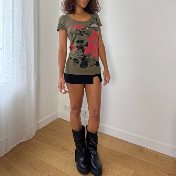 Vintage Custo Barcelona olive graphic cotton tee (Medium) - Picture 2 of 10